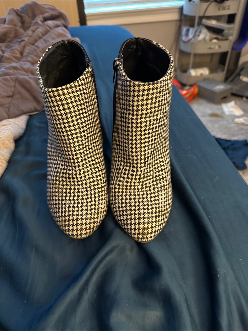 Madden Girl Black & White Houndstooth Ankle Booties